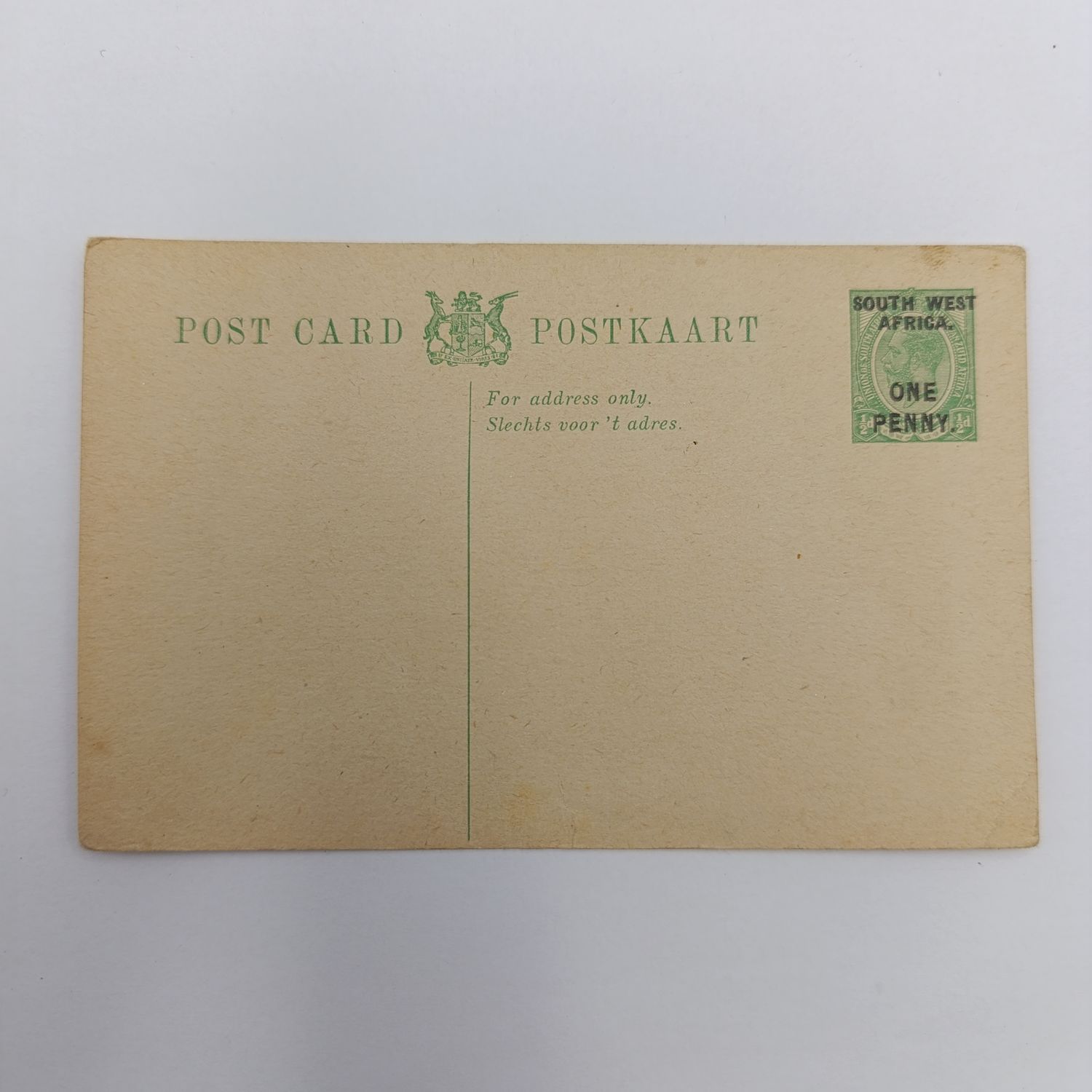 Union pre Franked Postcard overprinted South West Africa One Penny - unused