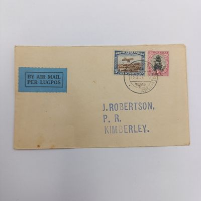 South West Africa 1931 cover with airmail issue English stamp - Windhoek/Kimberley cancellation