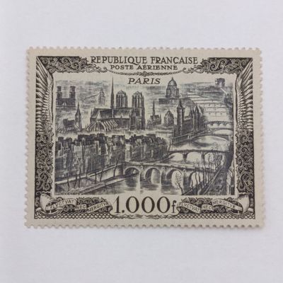 France 1000 Francs - view of Paris Airmail Mint never hinged