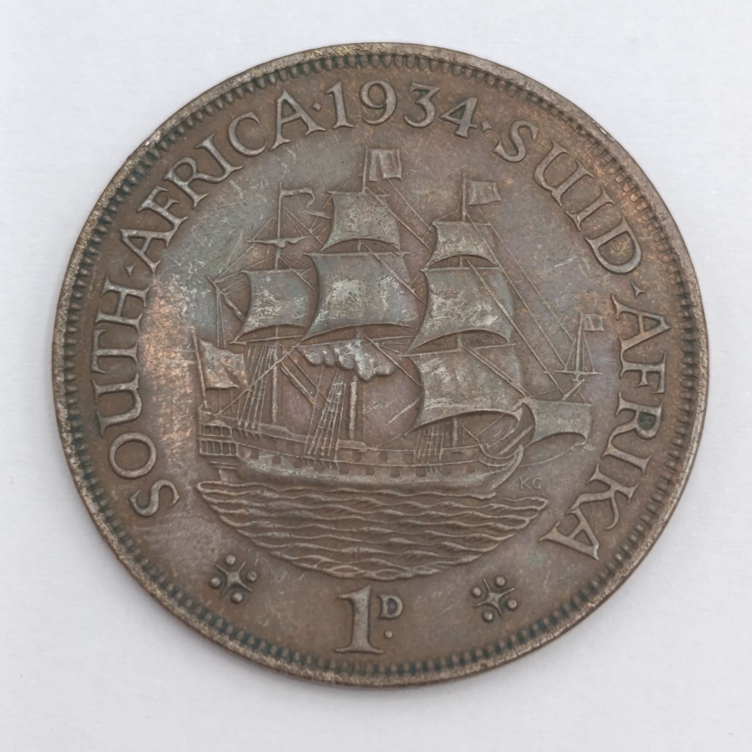 South Africa 1934 penny XF+
