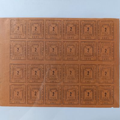 Full sheet of 24 Pietersburg 2 pence stamps with all 3 types - most previous print errors rectified - all without controller's initials