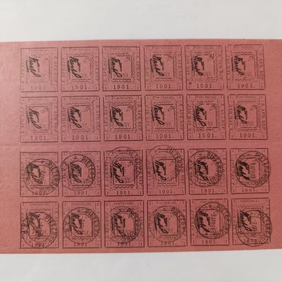 1901 Pietersburg full 24 stamp sheet of imperforate 1 penny stamps