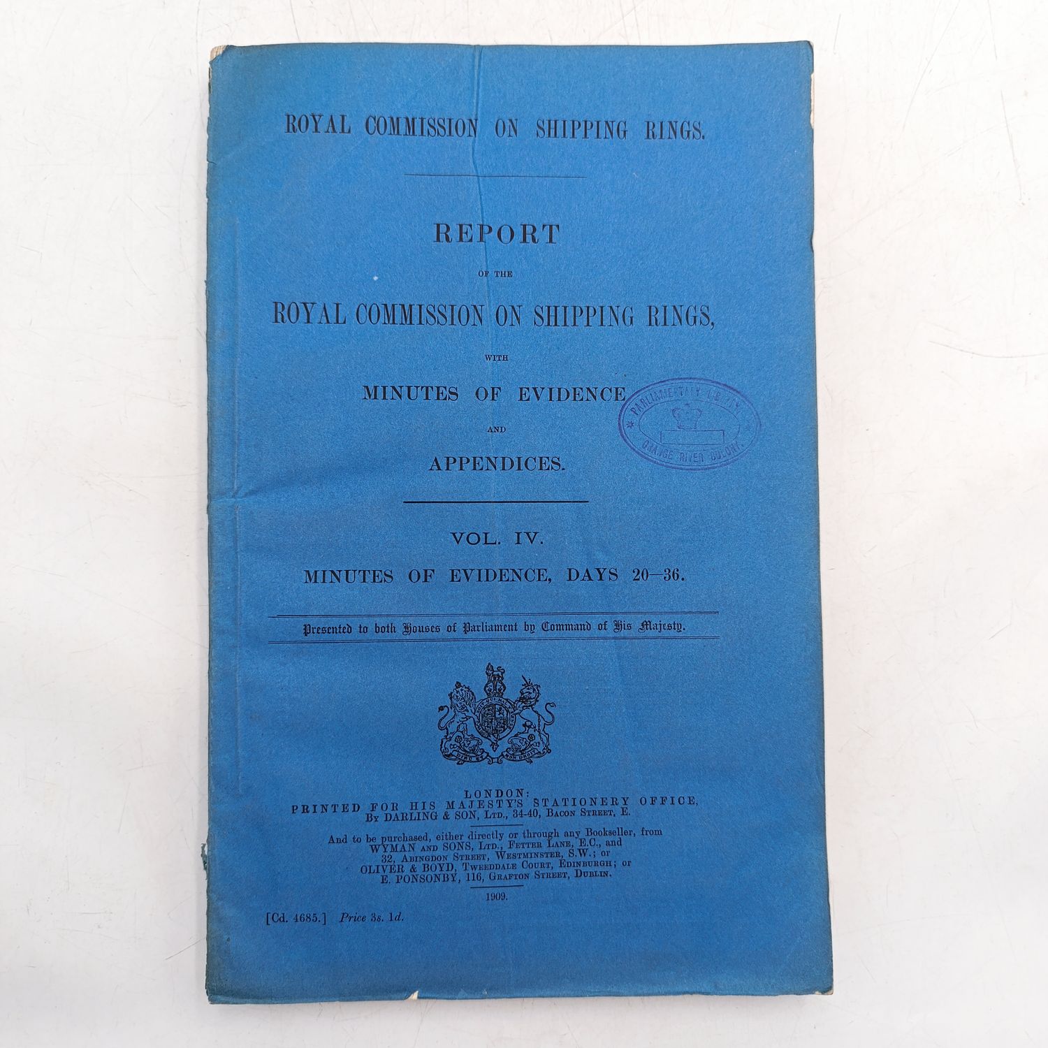 1908 Report of the Royal commission on shipping rings with minutrs of evidence