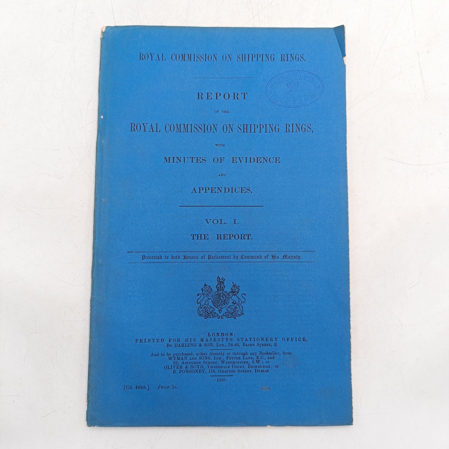 1909 Report of the Royal commission on shipping rings with minutes of evidence - vol 1 - Report