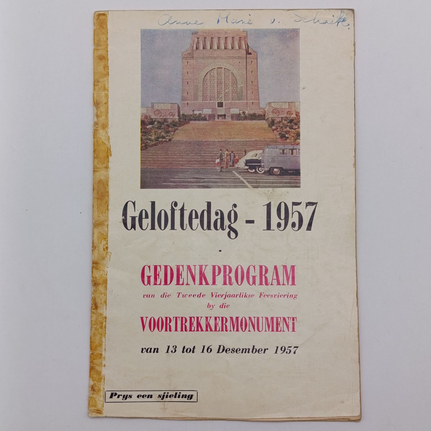 Geloftedag 1957 Voortrekker Monument commemorative program