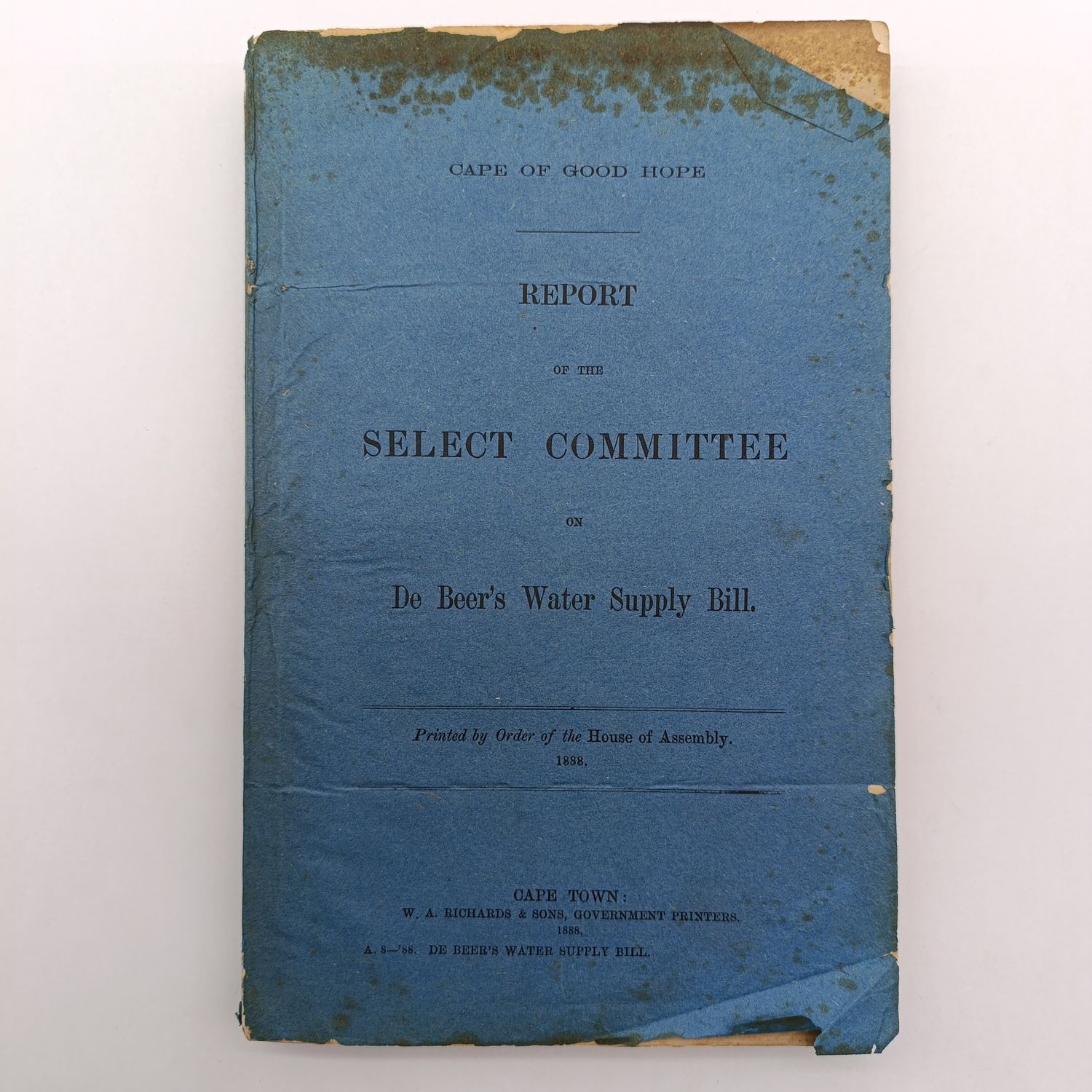 Cape of Good Hope De Beers Water Supply Bill 1888 - Historical Document