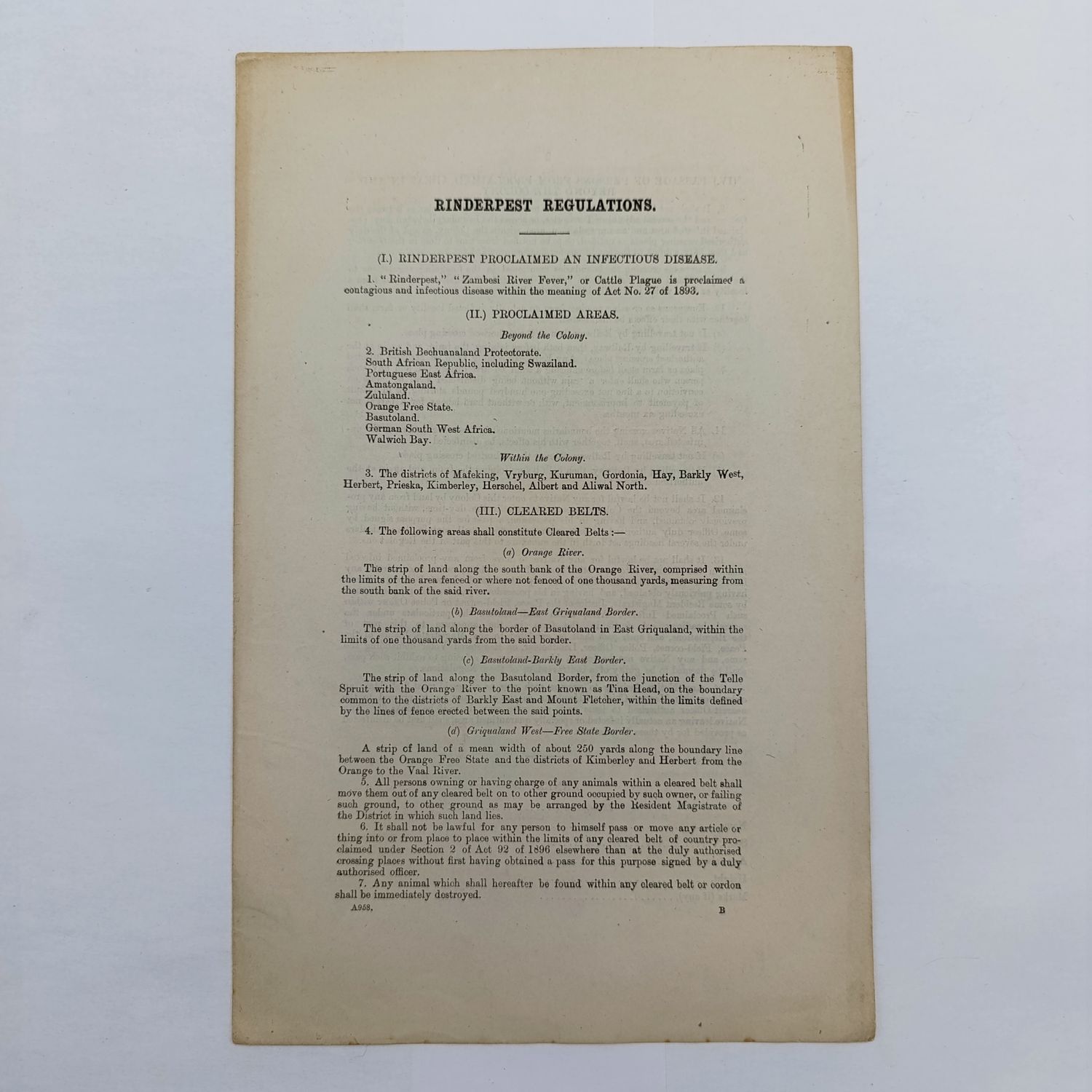 1893 Rindupest Regulations Act - original