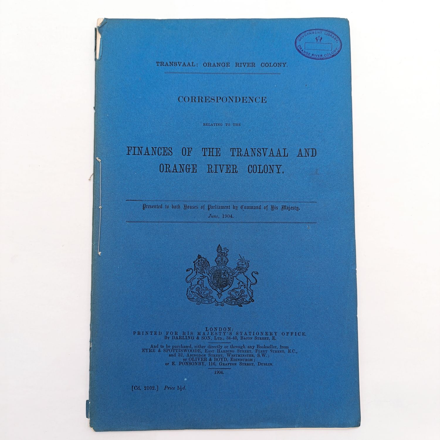 Transvaal and Orange river colony - finances of the Transvaal and Orange River Colony 1904
