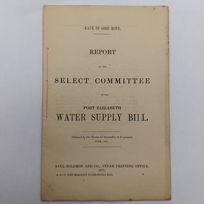 Cape of Good Hope 1877 Port Elizabeth Water Supply Bill - Historical Document