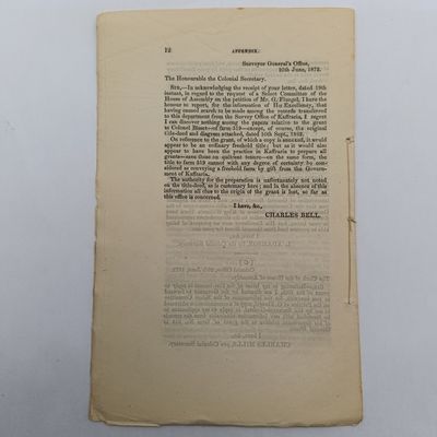 Cape of Good Hope 1872 Report Relief for Immigrants Land Use Collectible