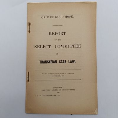 Cape of Good Hope Report 1898 - Transkeian Scab Law Historical Document