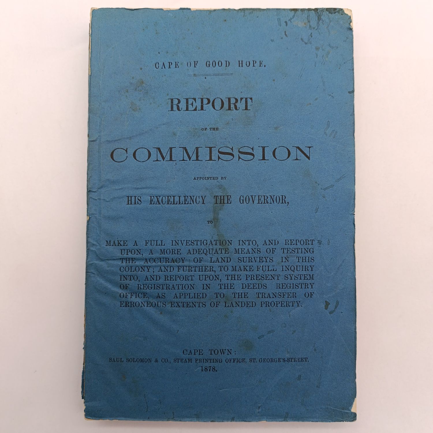 Cape of Good Hope report 1878 - land surveys and registration