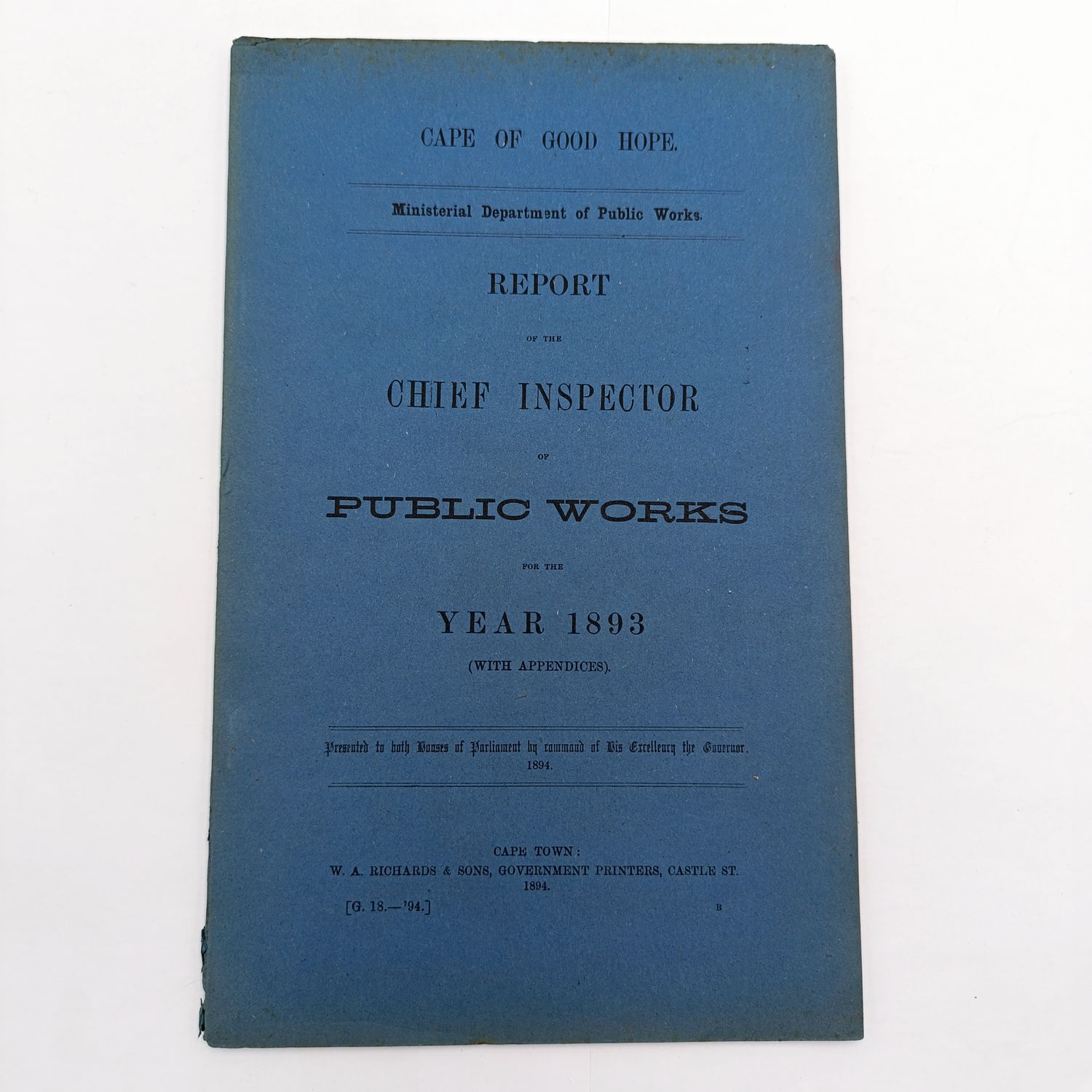 Cape of Good Hope 1893 Report of the Chief Inspector of public works - Mentioning Dassen Island Lighthouse, Bird Island, Cape Town museum etc.