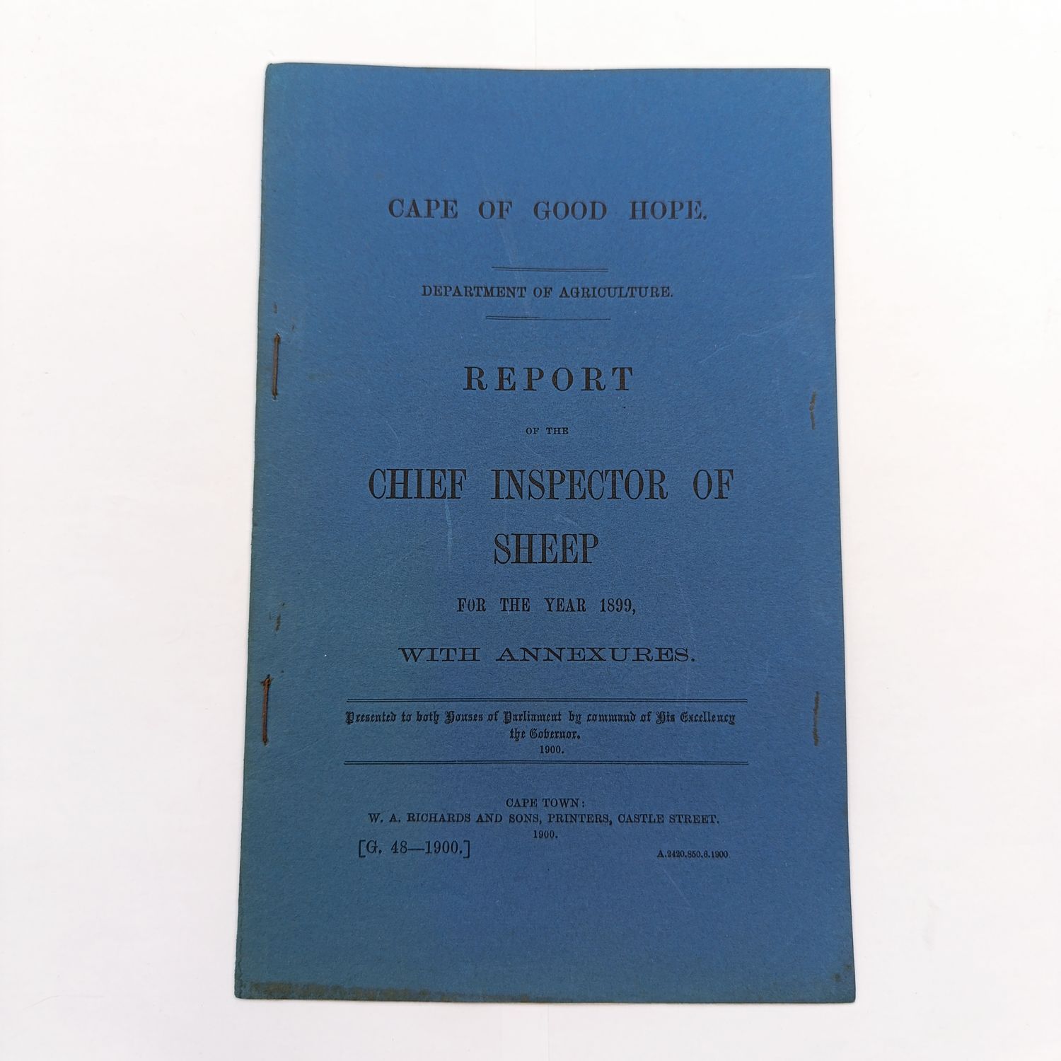Cape of Good Hope Report of the Chief Inspector of sheep for the year 1899 - SCAB regulations etc.