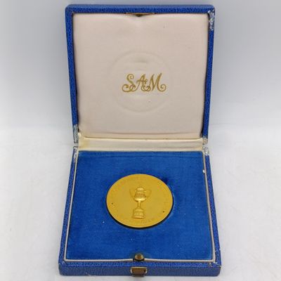 SA Gold Cup shooting trophy medallion in case