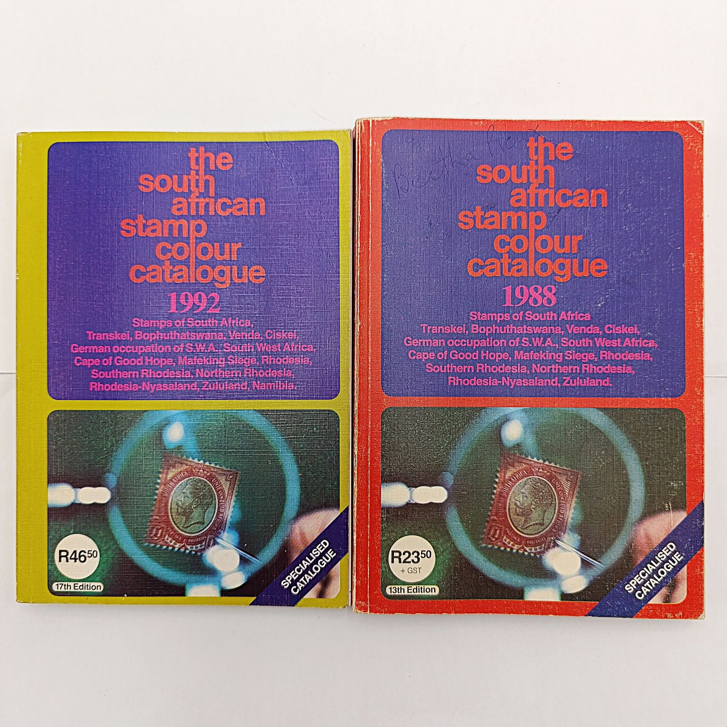 South African stamp colour catalogue 1988 and 1992 books