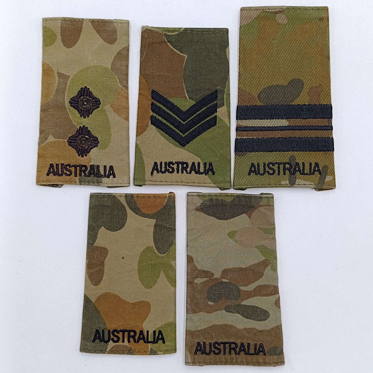 Lot of 5 Royal Australian Air Force camo rank epaulettes