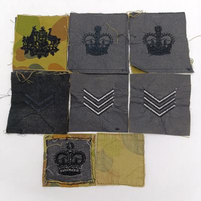 Lot of 4 pairs of Australian Army camo rank cloths plus 2 extra smaller ranks
