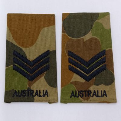 Pair of Australian Army Sergeant camo rank epaulettes