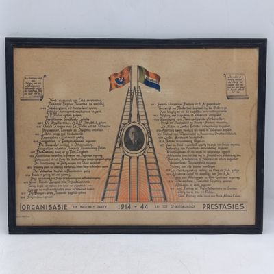 Organisasie van Nasionale party 1914-44 Poster in frame