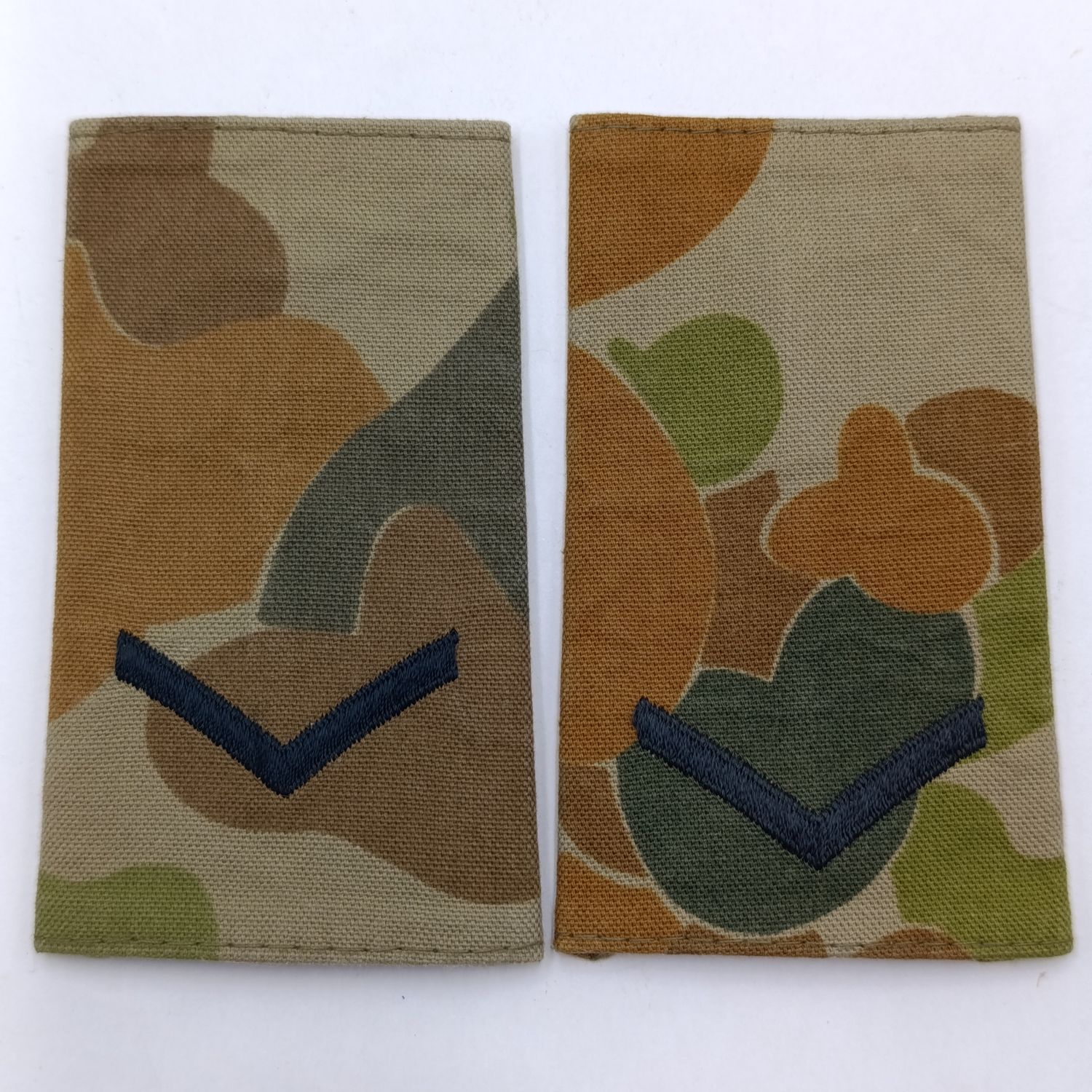 Pair of Australian Army lance corporal camo rank epaulettes