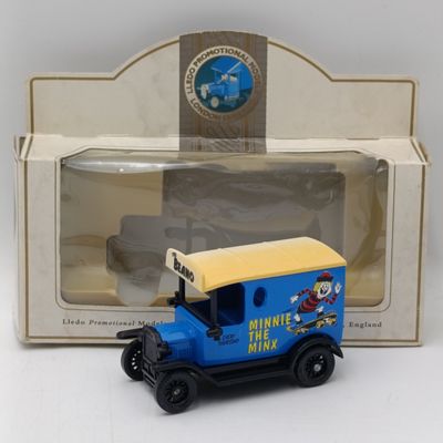 Lledo 1928 Ford Model T delivery van with Minnie the Minx advertising in box
