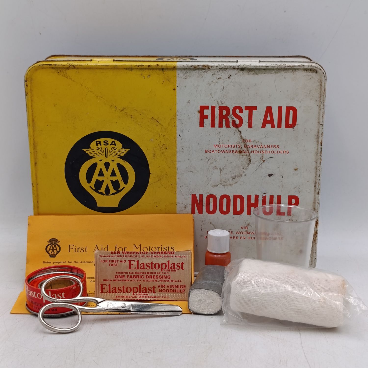 Vintage AA Roadside assistance First Aid tin with contents
