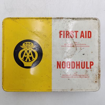 Vintage AA Roadside assistance First Aid tin with contents