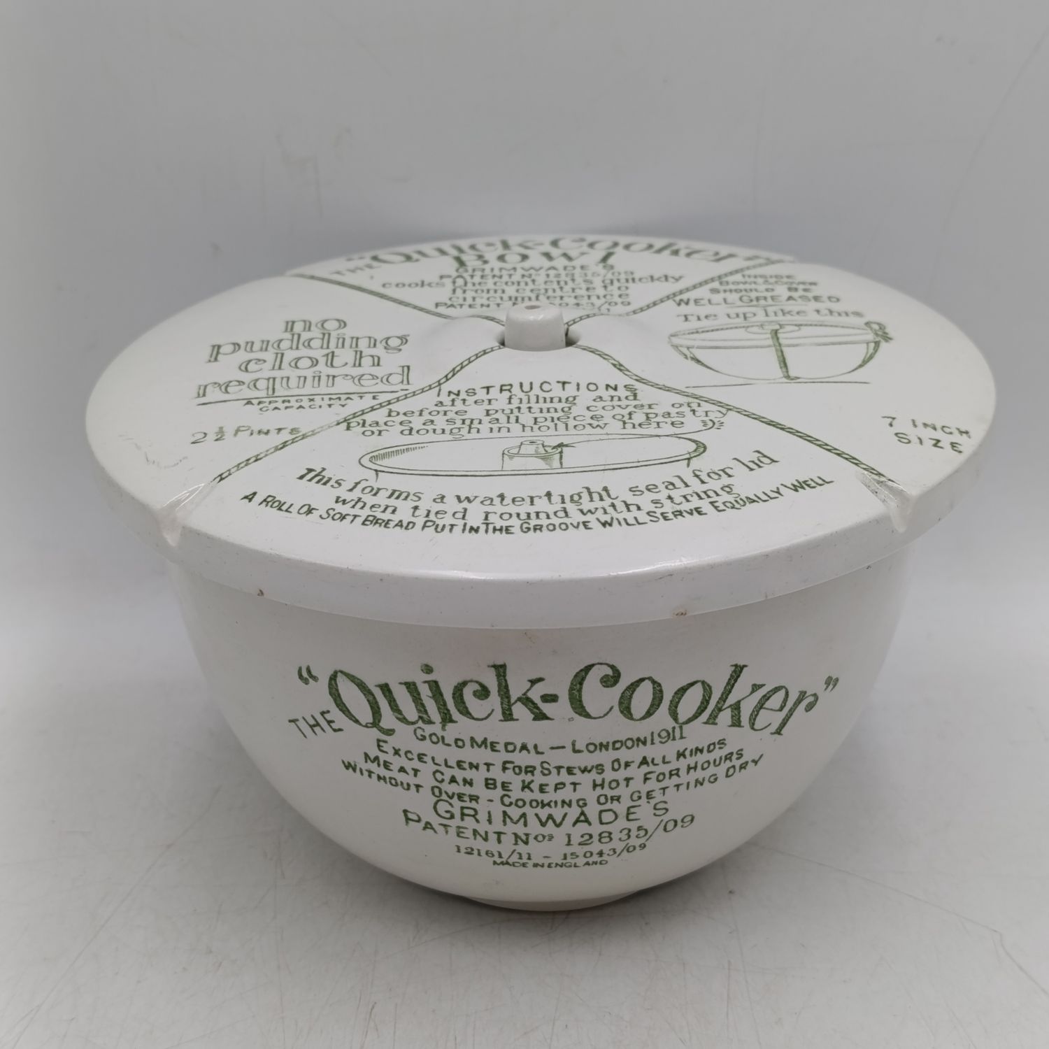 Vintage Grimwade's porcelain The Quick Cooker bowl