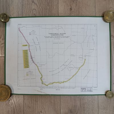 1965 Territorial Waters map of South West Africa and Republic of South Africa