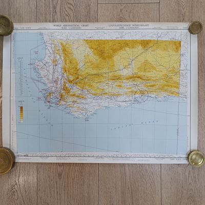 1969 reprint of 1952 Aeronautical chart map of Cape Town and surrounding