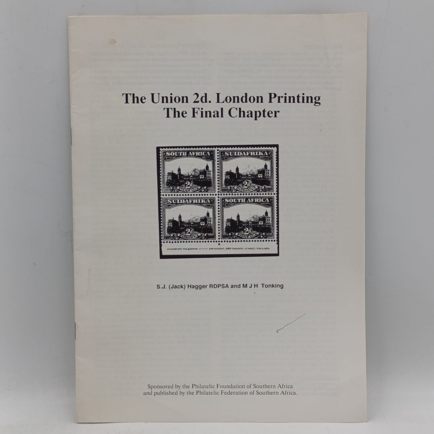 Information booklet on the Union 2d London printing by Hagger and Tonking