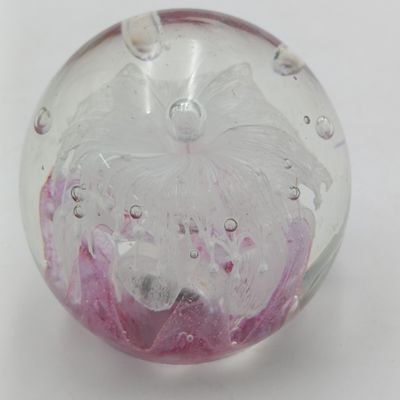 Original 1900's Murano glass white and pink paperweight