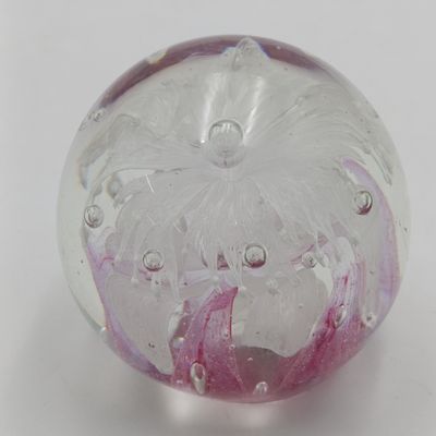 Original 1900's Murano glass white and pink paperweight