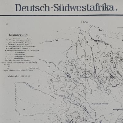 Lithograph reprint of Der Brandberg map in German South West Africa