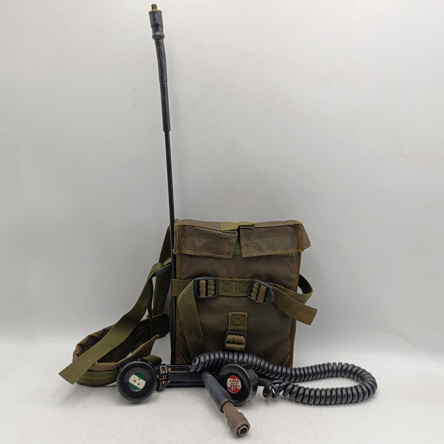 SADf Border War RSA53 manpack tactical field radio in original pouch with antenna and earpiece