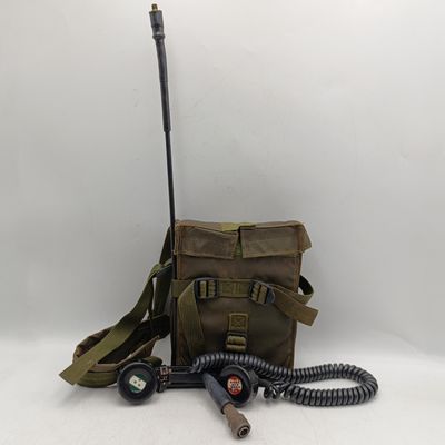 SADf Border War RSA53 manpack tactical field radio in original pouch with antenna and earpiece