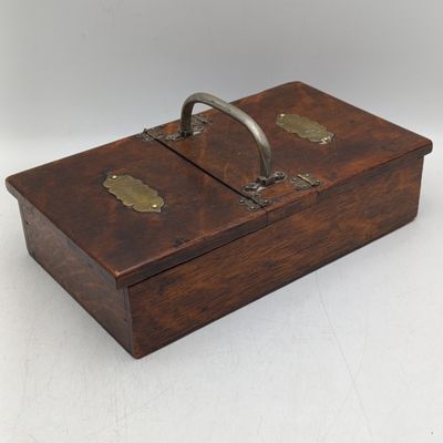 Antique wooden cigars and cigarettes carry box