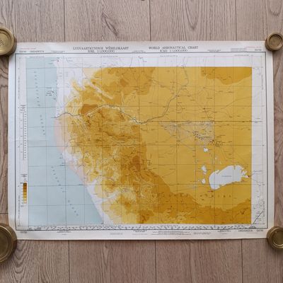 1964 reprint of 1951 Aeronautical chart map of Ondangua South West Africa