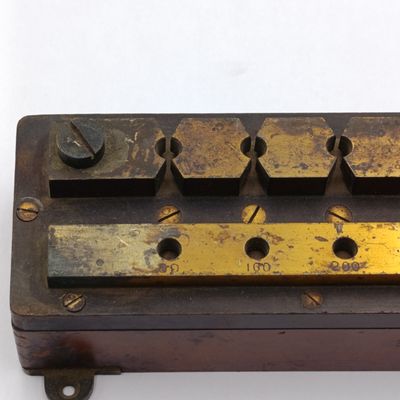 Vintage wood and brass resistance meter