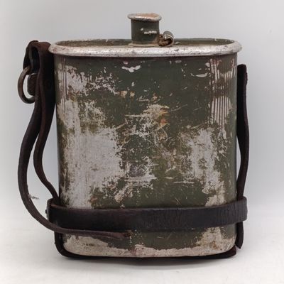 WW2 South African Army water bottle with leather straps