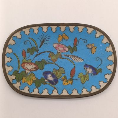 19th Century cloisonné bronze trinket tray - antique collectible