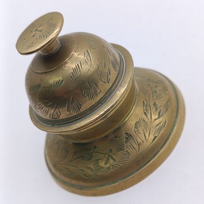 Vintage brass claw bell &amp; receiver - antique doorbell accessory