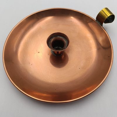 Large copper candle holder with brass handle