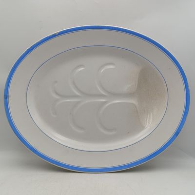 Antique porcelain meat platter with sauce flow - (51cm x 41cm)