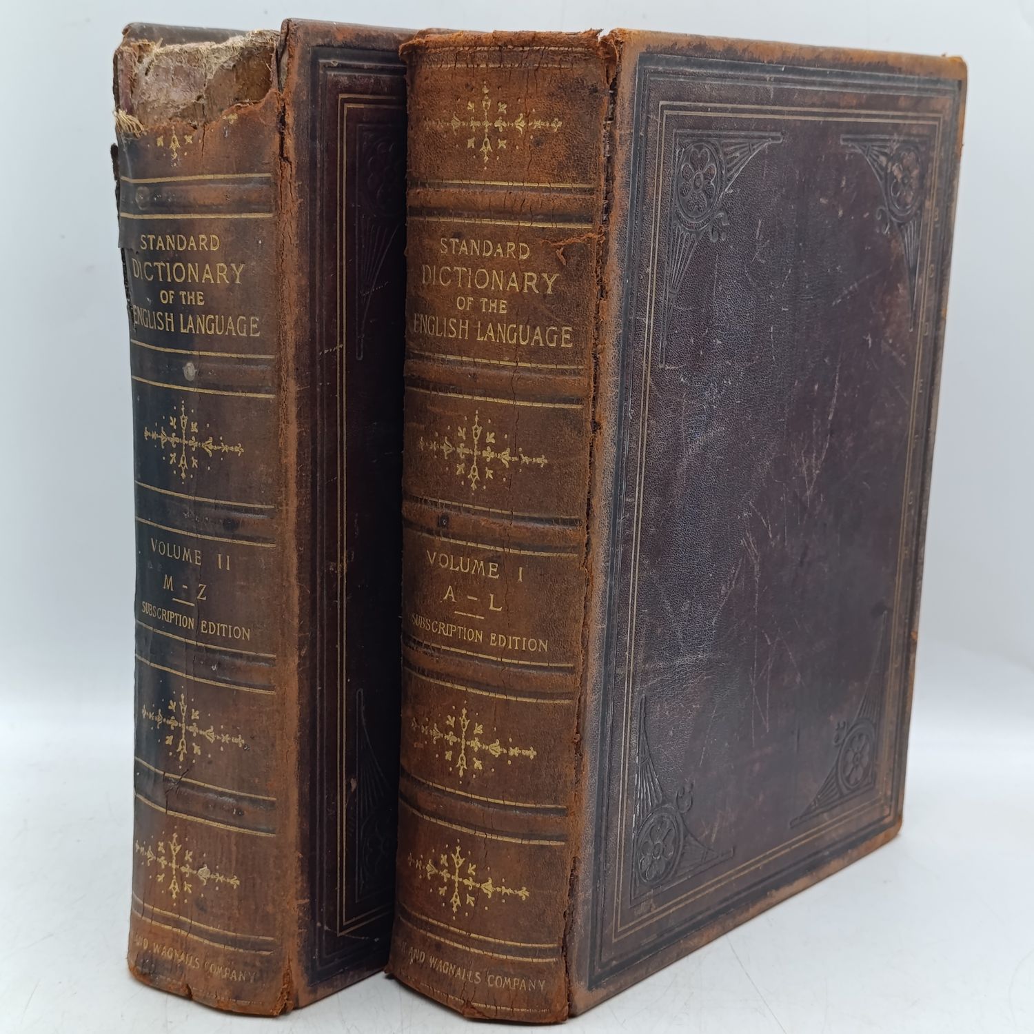 Antique leather bound English Standard dictionaries - Volume 1 and 2 Subscription edition