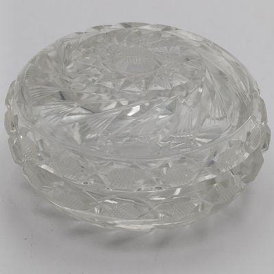 Vintage crystal glass trinket bowl with lid