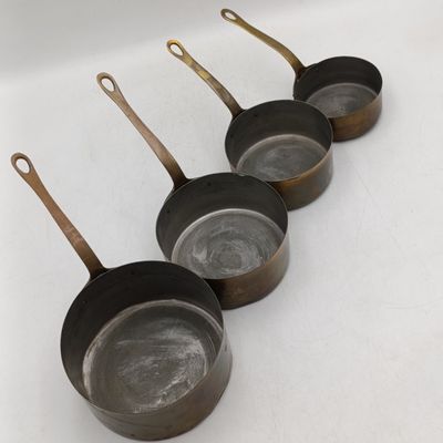 Vintage brass pot set with tin linings - probably French