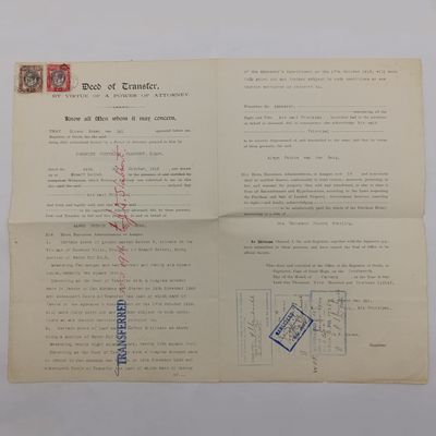 1913 Deed of Transfer - Slabbert to Van den Berg - Small Holding in Rouvier Ville, Graaff Reinet for 1000 pounds