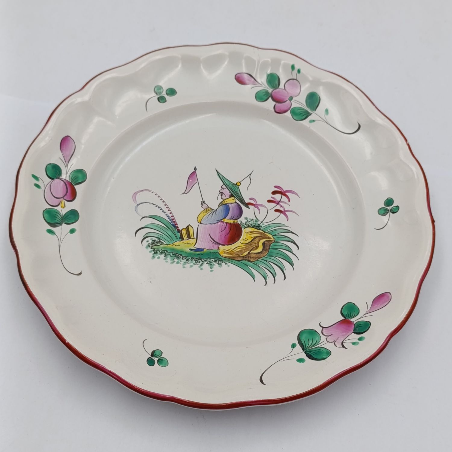 Vintage St Clement France Hand Painted Chinese style porcelain plate